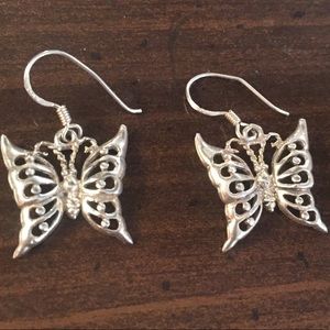 NWT*Sterling silver filigree butterfly earrings